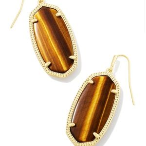 NWT Kendra Scott Elle Earrings - Gold Tiger Eye